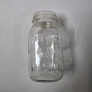 Atlas Hazel Mason Jar Vintage Embossed Glass H Over A Strong Shoulder 1 Qt Mason